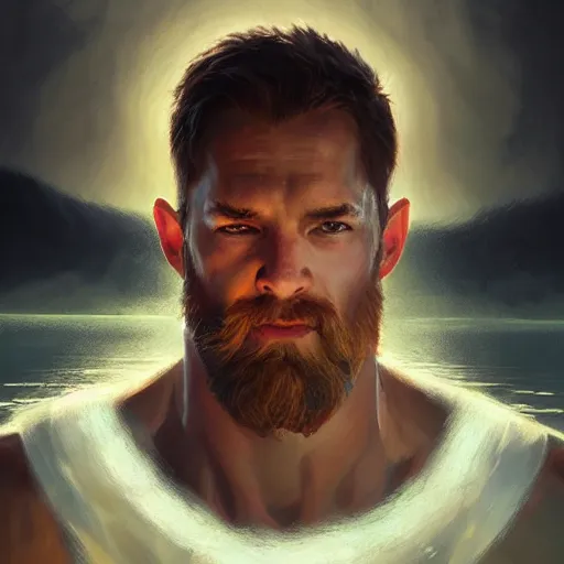 Prompt: zeus portrait, dramatic light, lake background, 2 0 0 mm focal length, painted by stanley lau, painted by greg rutkowski, painted by stanley artgerm, digital art, trending on artstation