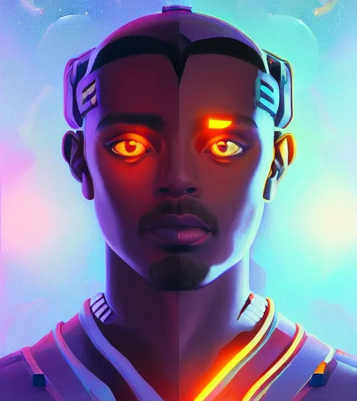 Image similar to symmetry!! egyptian prince of technology, solid cube of light, hard edges, product render retro - futuristic poster scifi, lasers and neon circuits, brown skin man egyptian prince, intricate, elegant, highly detailed, digital painting, artstation, concept art, smooth, sharp focus, illustration, dreamlike, art by artgerm