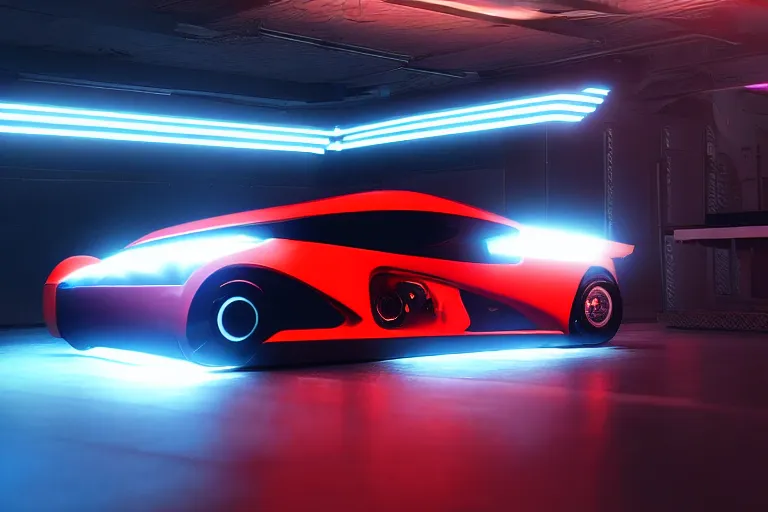 Image similar to cyberpunk alien concept inspired sports car, futuristic look, highly detailed body, very expensive, photorealistic camera shot, bright studio setting, studio lighting, crisp quality and light reflections, unreal engine 5 quality render