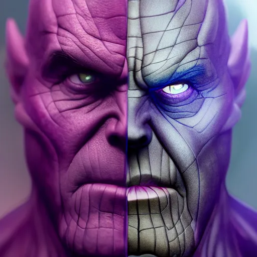 Image similar to thanos's face on an apple, hyperdetailed, artstation, cgsociety, 8 k