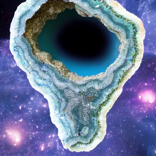 Image similar to space in a geode portal to space, detailed, featured, noneuclidian