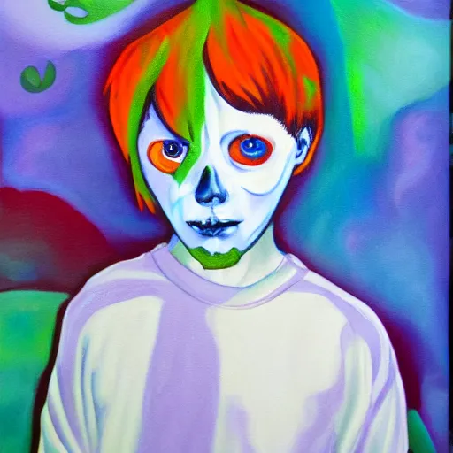 Prompt: ghost boy, acrylic painting