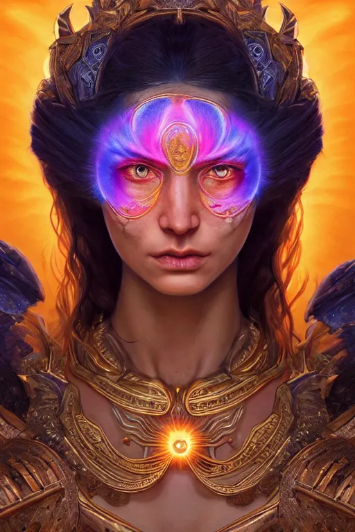 Image similar to a humanoid female god of the sun, highly detailed, d & d, fantasy, hyper detailed, digital painting, trending on artstation, apollo, concept art, sharp focus, illustration, highly saturated colors, art by artgerm and magali villeneuve and greg rutkowski and michael whelan, cryengine, 8 k realistic atmospheric lighting, frostbite 3 engine