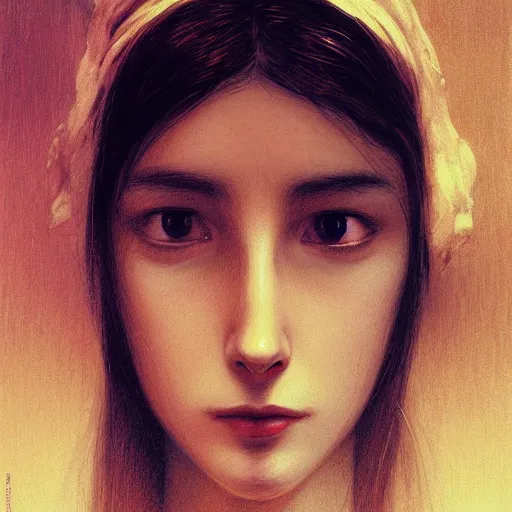 Image similar to A beautiful girl with crossed eyes, dunce, dumb, derpy, fullbody, intricate, brilliant, highly detailed, artstation, amish, concept art, smooth, sharp focus, illustration, art by greg rutkowski and orientalism and bouguereau and Zdzislaw Beksinski, good clear quality, colourful lighting, biology, symmetrical artwork, perfect face, 135 mm, cinematic, hyper realism, high detail, octane render, 8k, chrome accents