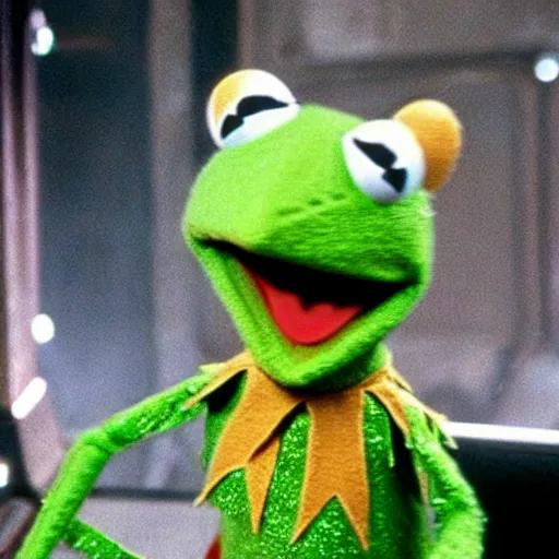 Image similar to kermit the frog as Deckard in Blade Runner (1982)