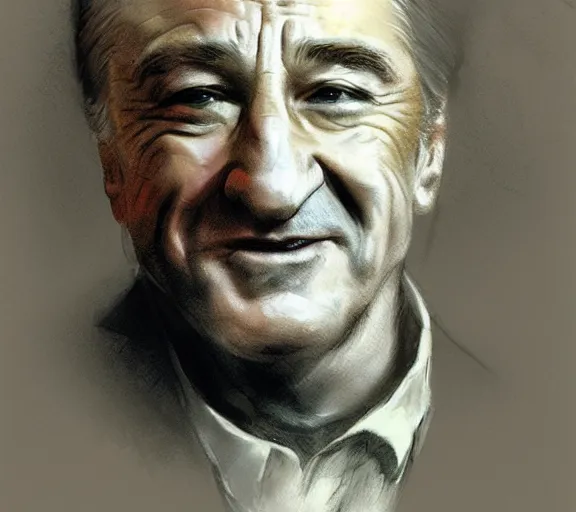 Image similar to a hyper-detailed sketch of Robert DeNiro by Craig Mullins