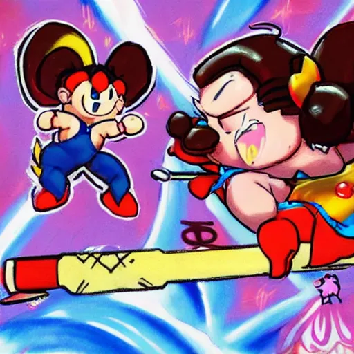 Prompt: chun li stomping a goomba with a pogo stick, photorealistic, masterpiece