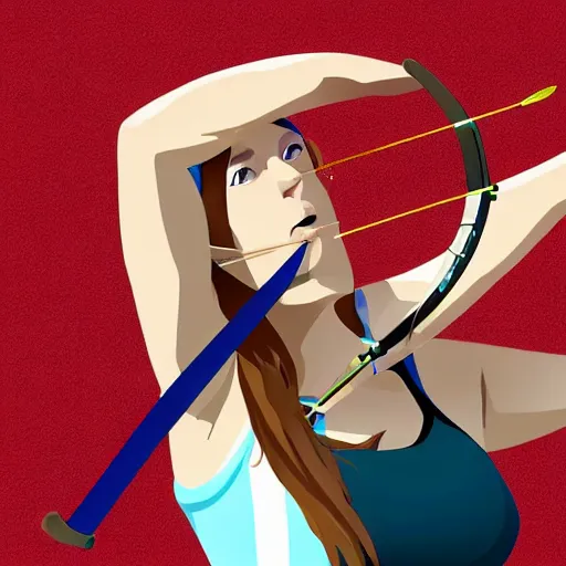 Image similar to realistic, attractive sports woman in archery, pointing his bow, highly detailed