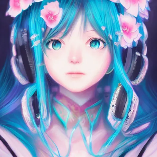 Image similar to hatsune miku, gorgeous, amazing, elegant, intricate, highly detailed, digital painting, artstation, concept art, sharp focus, illustration, art by Ross tran