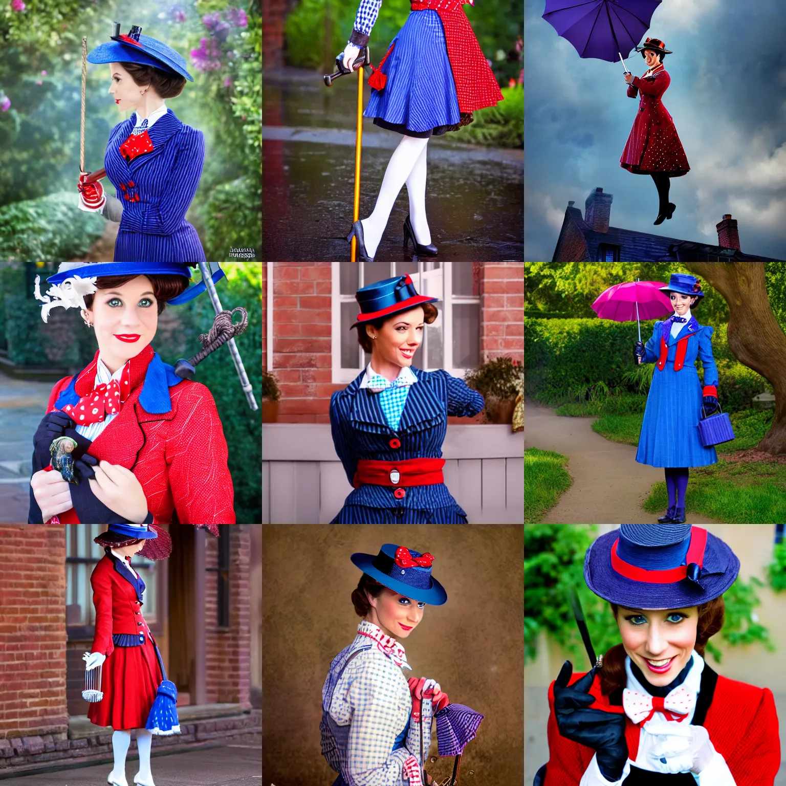 Prompt: a high resolution photo of liz katz as mary poppins, 4 khd, award winning photography.