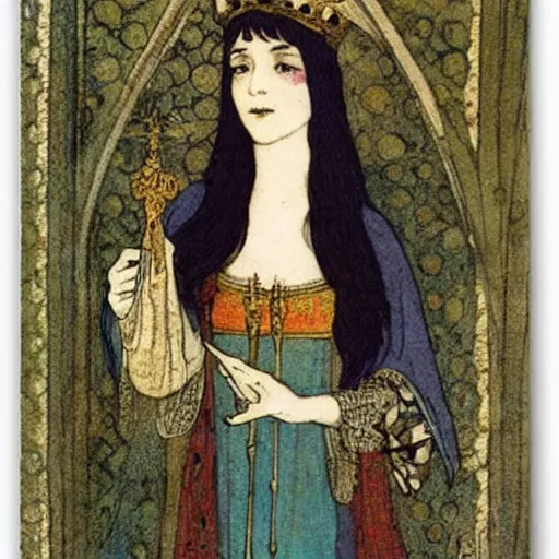 Image similar to beautiful young medieval queen by edmund du lac