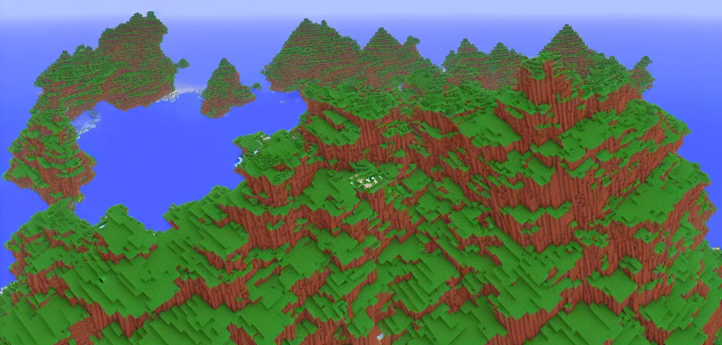 Prompt: Minecraft island inhabited by robots, pixel art, style of minecraft, digital art