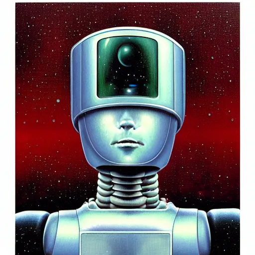 Image similar to A portrait of a robot by Peter Elson, impressionistic painting