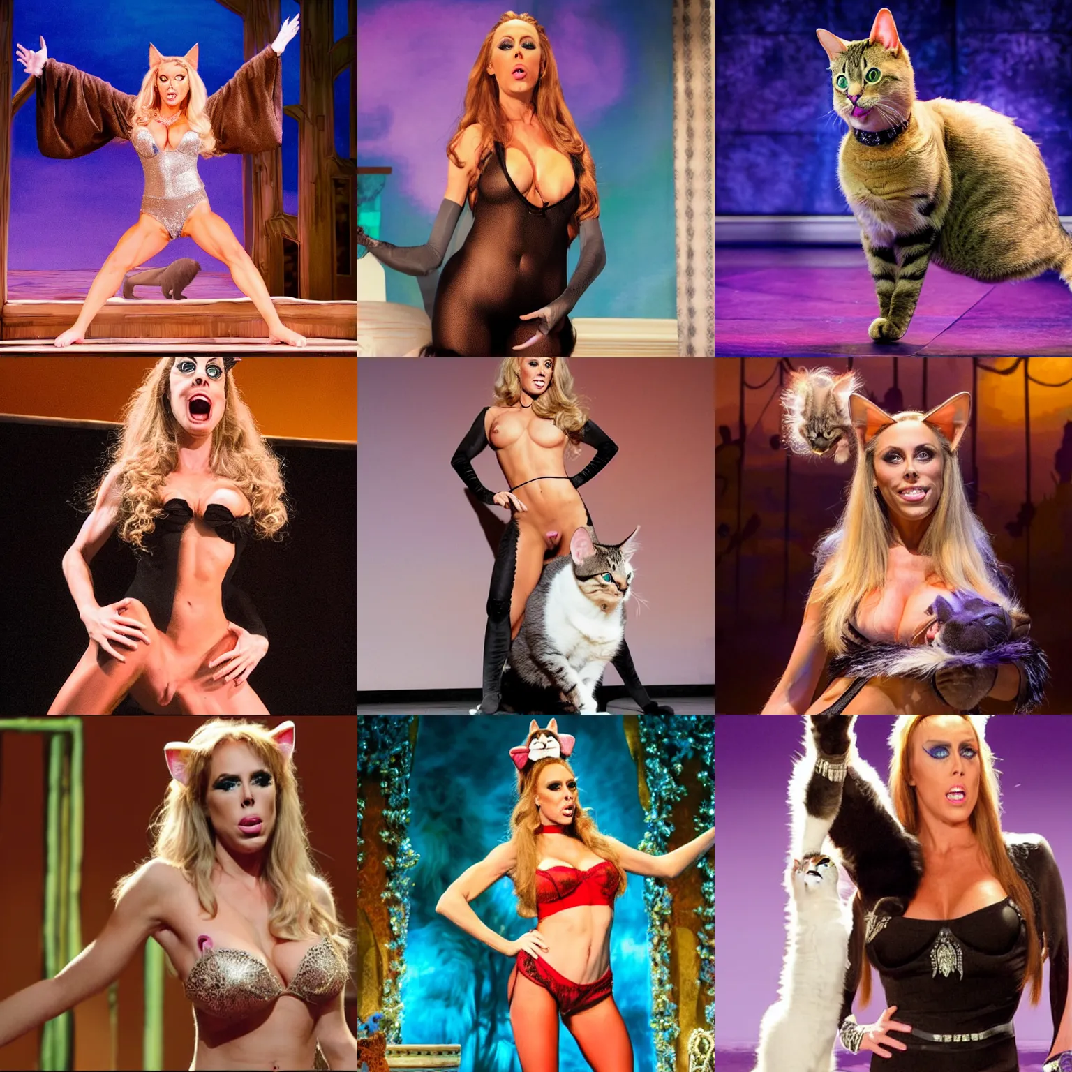 Prompt: Nicole Aniston as a cat on Andrew Lloyd Webber musical