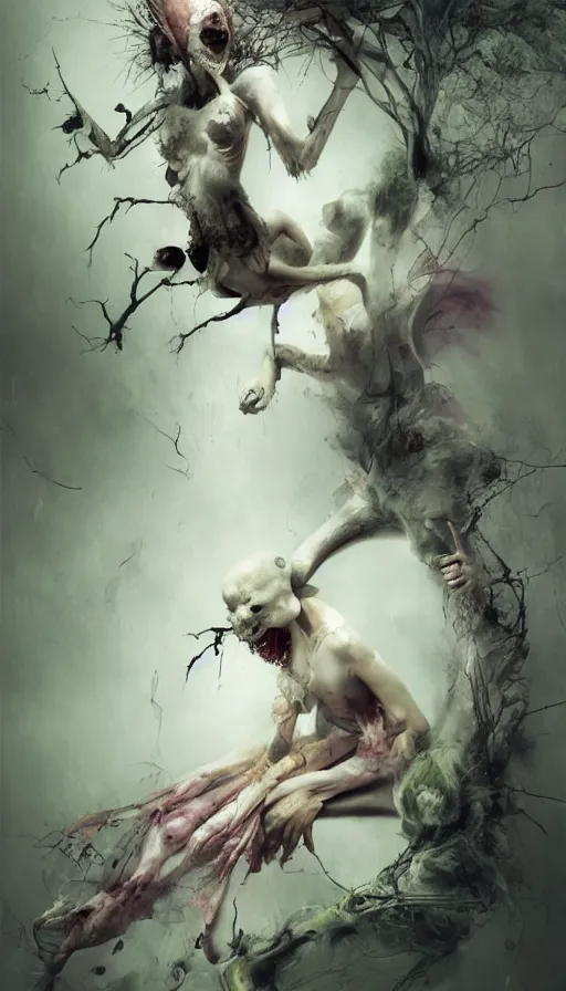 Prompt: life and death mixing together, by ryohei hase