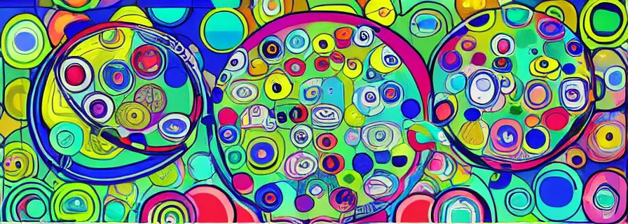 Prompt: twitter bot network pop art with symetric dots and very very very beaty animals in circles, kaizen arachimary, jan artkowski, gimme that money san