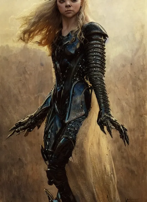 Image similar to natalie dormer wearing black medieval armour, bare legs, detailed, by gaston bussiere, bayard wu, greg rutkowski, giger, maxim verehin, greg rutkowski, masterpiece, sharp focus, cinematic lightning