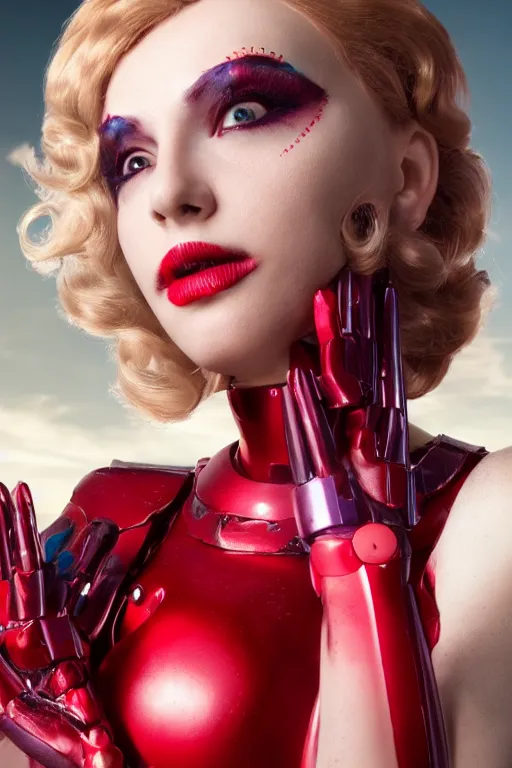 Image similar to scarlet johannsen as a fembot, 4 k, hdr color