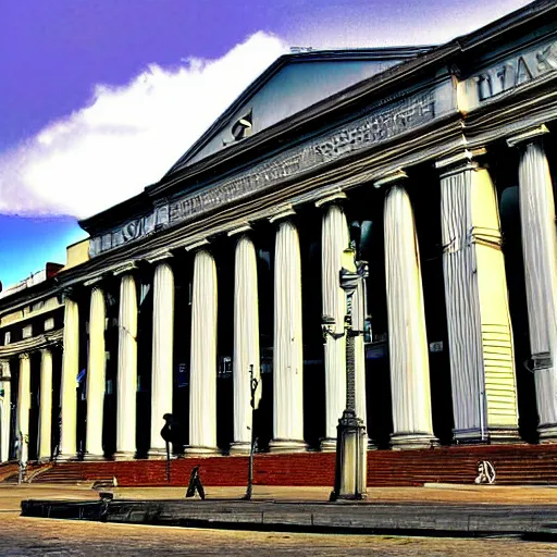 Image similar to University of Buenos Aires in a cyberpunk style, facultad de derecho UBA, detailed picture, hd