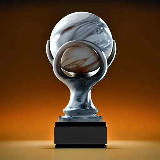 Image similar to a marble trophy of discord logo, octane render, 3 d render