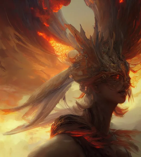 Image similar to a phoenix bathed in flames, by ruan jia and artgerm and range murata and wlop and ross tran and beeple. key art. fantasy illustration. award winning, artstation, intricate details, realistic, hyperdetailed, 8 k resolution.