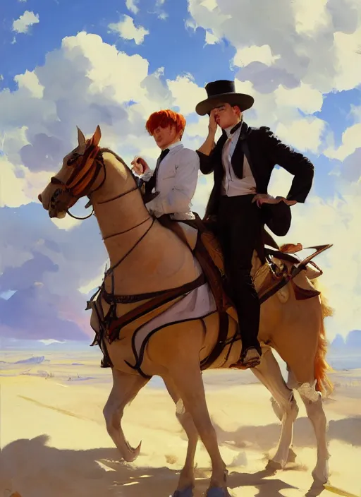 Prompt: jungkook and taehyung of bts getting married in las vegas, jodhpurs hyperborea winter traveler treasure hunter greg manchess painting by sargent and leyendecker, fantasy, medium shot, matte painting, illustration, hearthstone, by rhads, by greg rutkowski, by greg tocchini, by james gilleard, by joe fenton