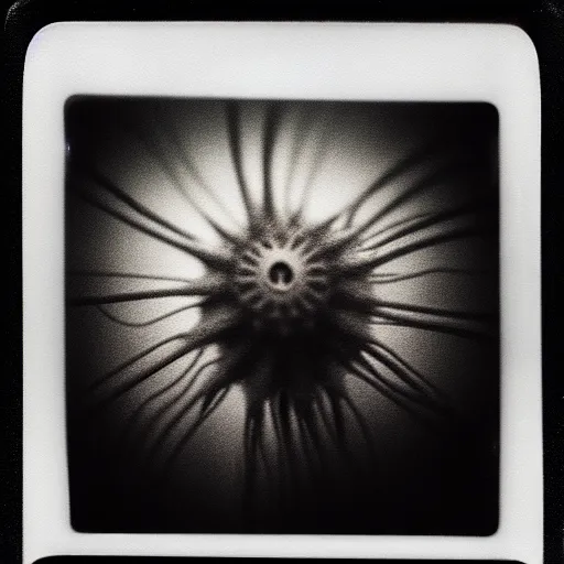 Image similar to beautiful, award winning photo of a azathoth, hyperealistic detailed photography polaroid, 5 0 mm lens, motion blur, grainy image