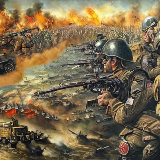 Image similar to world war in the year of 2 0 7 0, oil painting, highly detailed