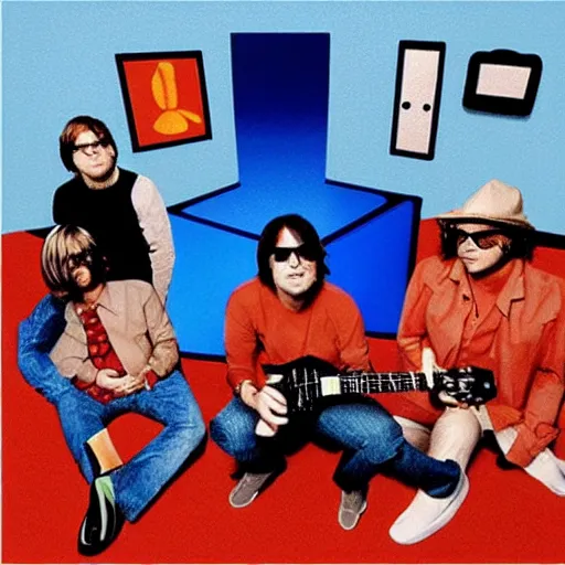 Image similar to “Weezer the blue Album as a PlayStation 2 videogame”