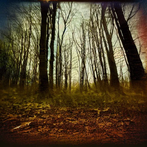 Prompt: pinhole camera forest scene extreme depth-of-field near and far