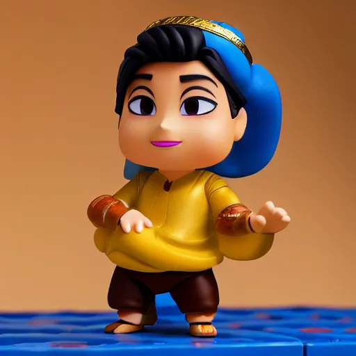 Prompt: side view of a pixar aladdin as nendoroid in touareg's clothes, side view, 8 k hd dof, kodak film,