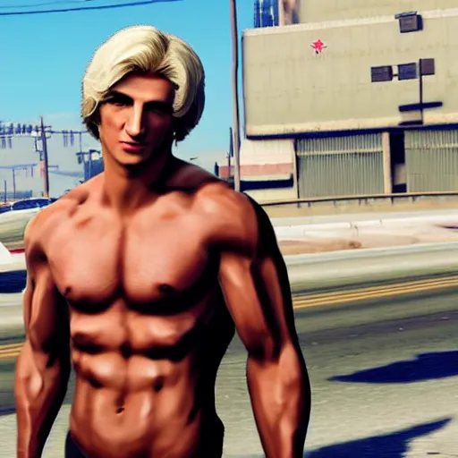 Prompt: bodybuilder xqc in gta v