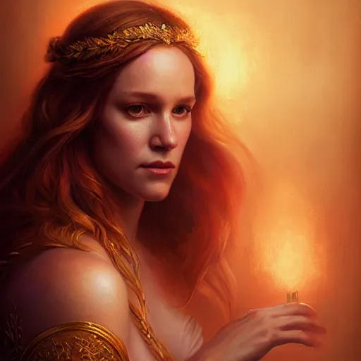 Image similar to majestic gracious regal seductive aphrodite portrait, ancient greece, atmospheric lighting, painted, intricate, volumetric lighting, beautiful, rich deep colours masterpiece, golden hour, sharp focus, ultra detailed, by leesha hannigan, ross tran, thierry doizon, kai carpenter, ignacio fernandez rios