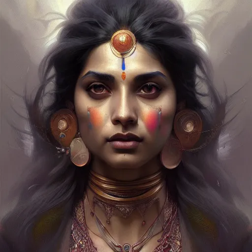 Image similar to Ramesh Raskar , colorful painting on grey scale face, powerful , magic, thunders, dramatic lighting, intricate, wild, highly detailed, digital painting, artstation, concept art, smooth, sharp focus, illustration, art by artgerm and greg rutkowski and alphonse mucha, footage