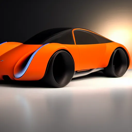 Prompt: futuristic Porsche designed by Apple studio small orange accents lighting octane render