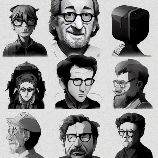 Image similar to face icon stylized minimalist steven spielberg, loftis, cory behance hd by jesper ejsing, by rhads, makoto shinkai and lois van baarle, ilya kuvshinov, rossdraws global illumination