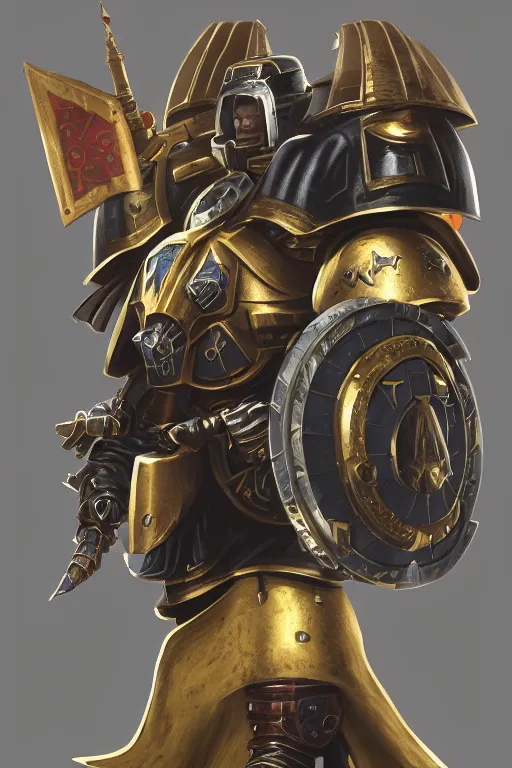 Image similar to armor portrait heros warhammer 4 0 k horus heresy fanart - the primarchs emperor by johannes helgeson animated with vfx concept artist & illustrator global illumination ray tracing hdr fanart arstation zbrush central hardmesh 8 k octane renderer comics stylized