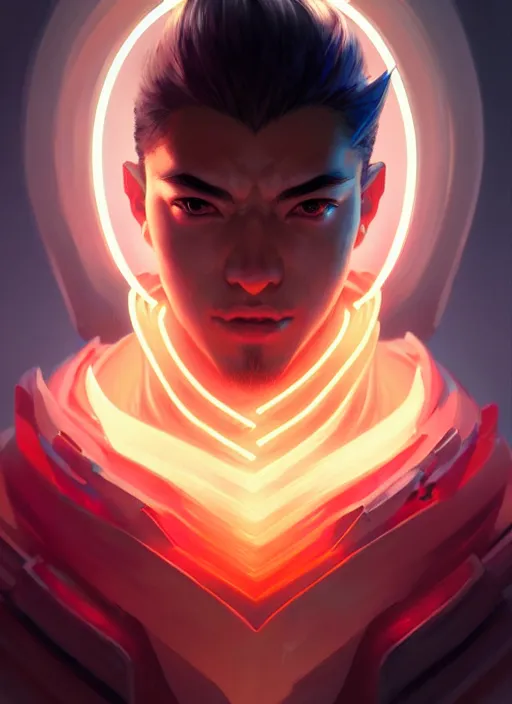 Image similar to symmetry!! portrait of yasuo, league of legends, tech wear, glowing lights!! intricate, elegant, highly detailed, digital painting, artstation, concept art, smooth, sharp focus, illustration, art by artgerm and greg rutkowski and alphonse mucha
