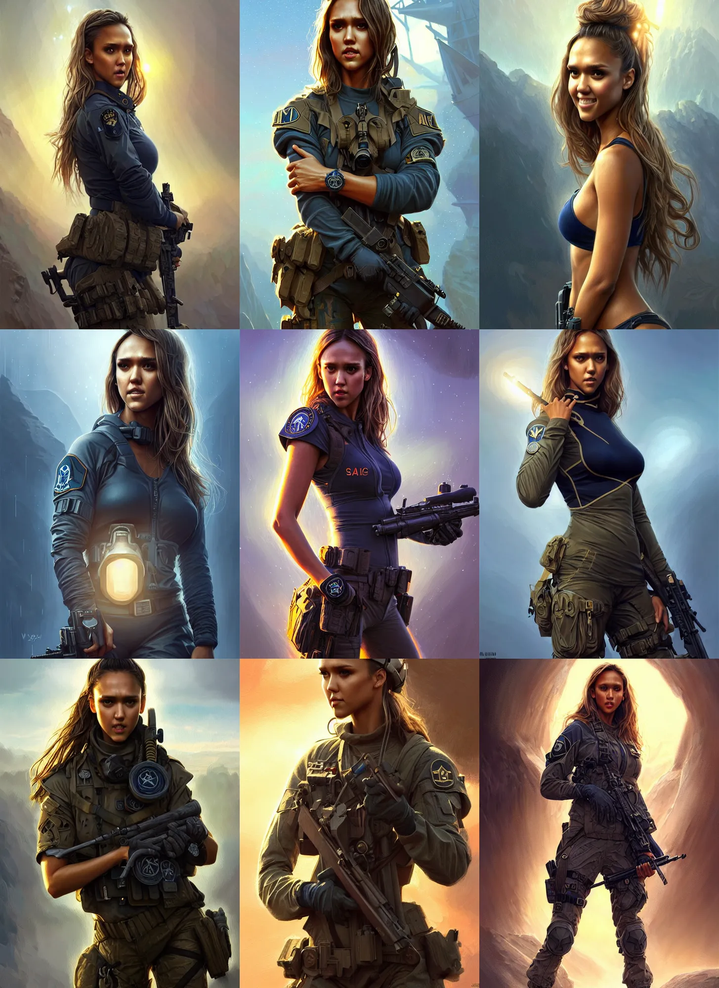 Prompt: jessica alba as a navy seal, fantasy magic, light night, intricate, elegant, sharp focus, illustration, highly detailed, digital painting, concept art, matte, art by wlop and artgerm and ivan shishkin and andrey shishkin, masterpiece