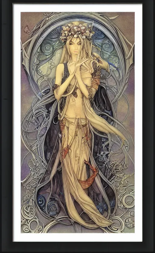 Image similar to art nouveau framed print by brian froud, goddess of winter