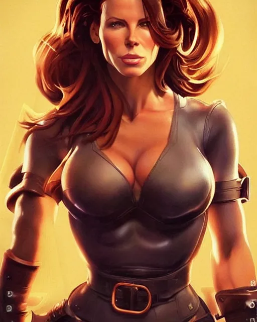 Image similar to kate beckinsale playing april o'neil. 1 9 8 0 s dystopian soviet russia, propaganda screens. unreal engine, fantasy art by jesper ejsing. faithfully depicted facial expression, perfect anatomy global illumination, radiant light, detailed and intricate environment