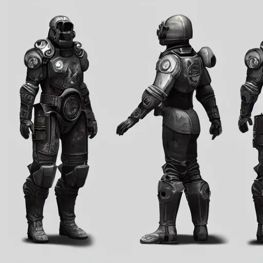 Image similar to fallout concept art armor render ultra unreal engine 5