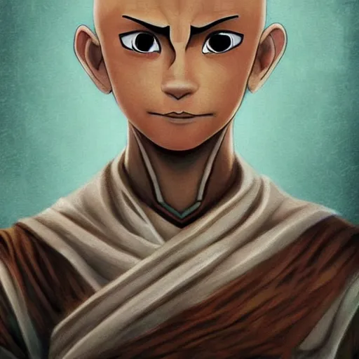 Prompt: Aang from Avatar the Last Airbender, portrait, digital art, elegant! , in avatar state, levitating