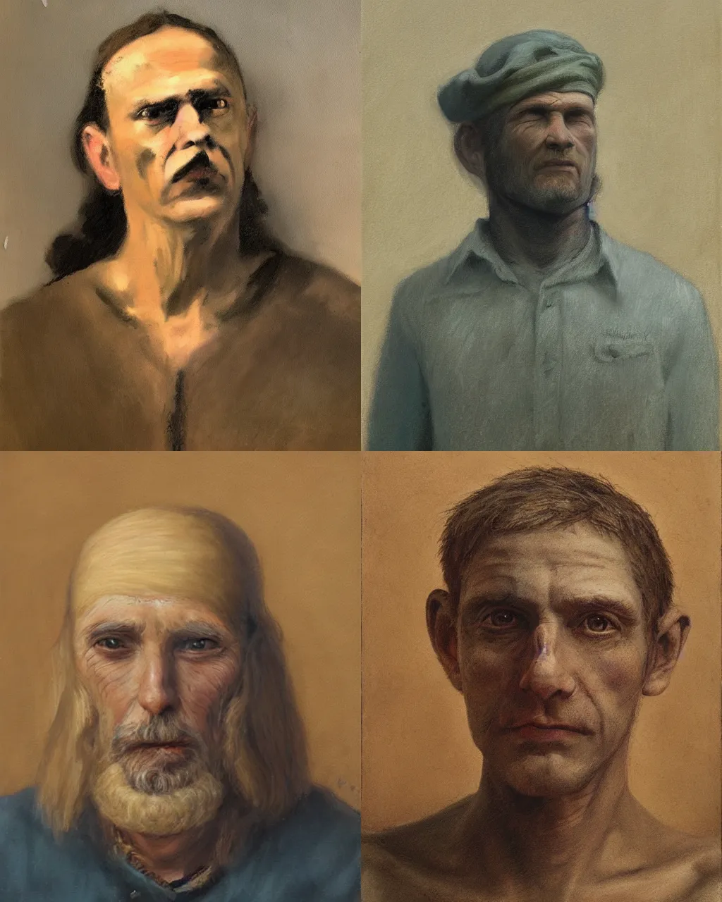 Prompt: Medium shot of a typical character in the style of Odd Nerdrum