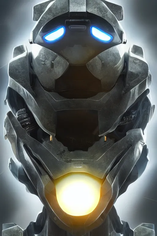 Image similar to robot ninja mask helmet halo master chief radiating a glowing aura global illumination ray tracing hdr fanart arstation by ian pesty and katarzyna da „ bek - chmiel