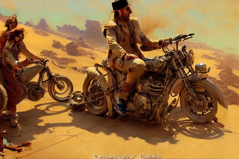 Image similar to ! dream desert bandits, dieselpunk, painting by gaston bussiere, craig mullins, j. c. leyendecker