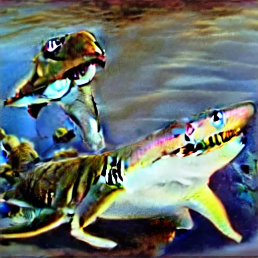 Image similar to sharks in the persistence of memory of salvador dali