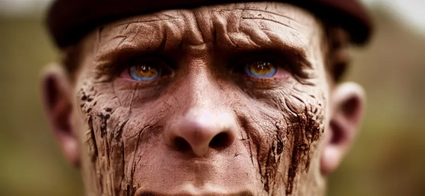 Prompt: horrified World War 1 soldier close-up, IMAX cinematic film still