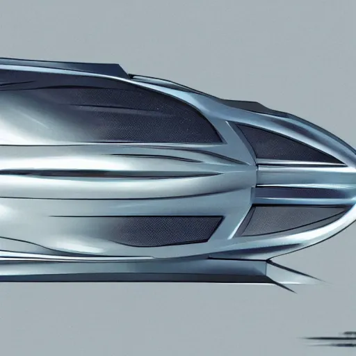 Image similar to a hiper realistic digital art of a futurist spaceship car