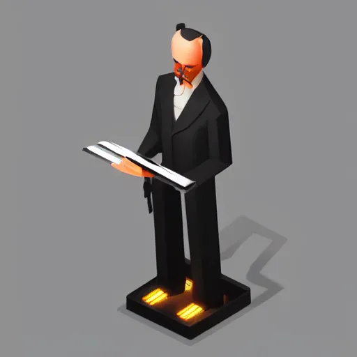 Prompt: an isometric portrait of a conductor, unreal engine, trending on artstation,